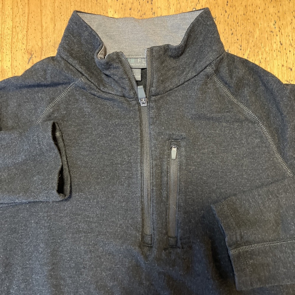 Free Fly Pullover Mens Large Gray Quarter‎ Zip Bamboo Heritage Fleece Stretch